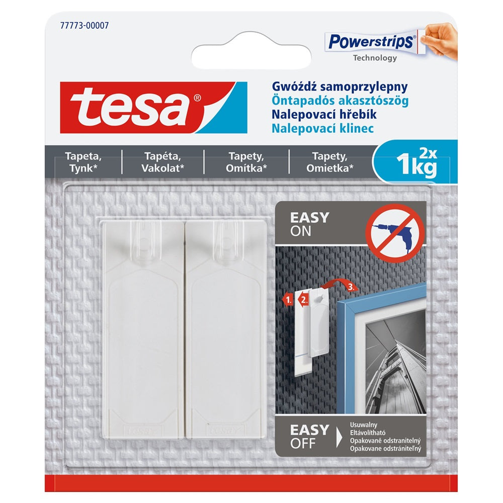 Akasztószög öntapadós, érzékeny felületekhez 1 kg teherbírású 2 darab/bliszter Tesa Powerstrips kép