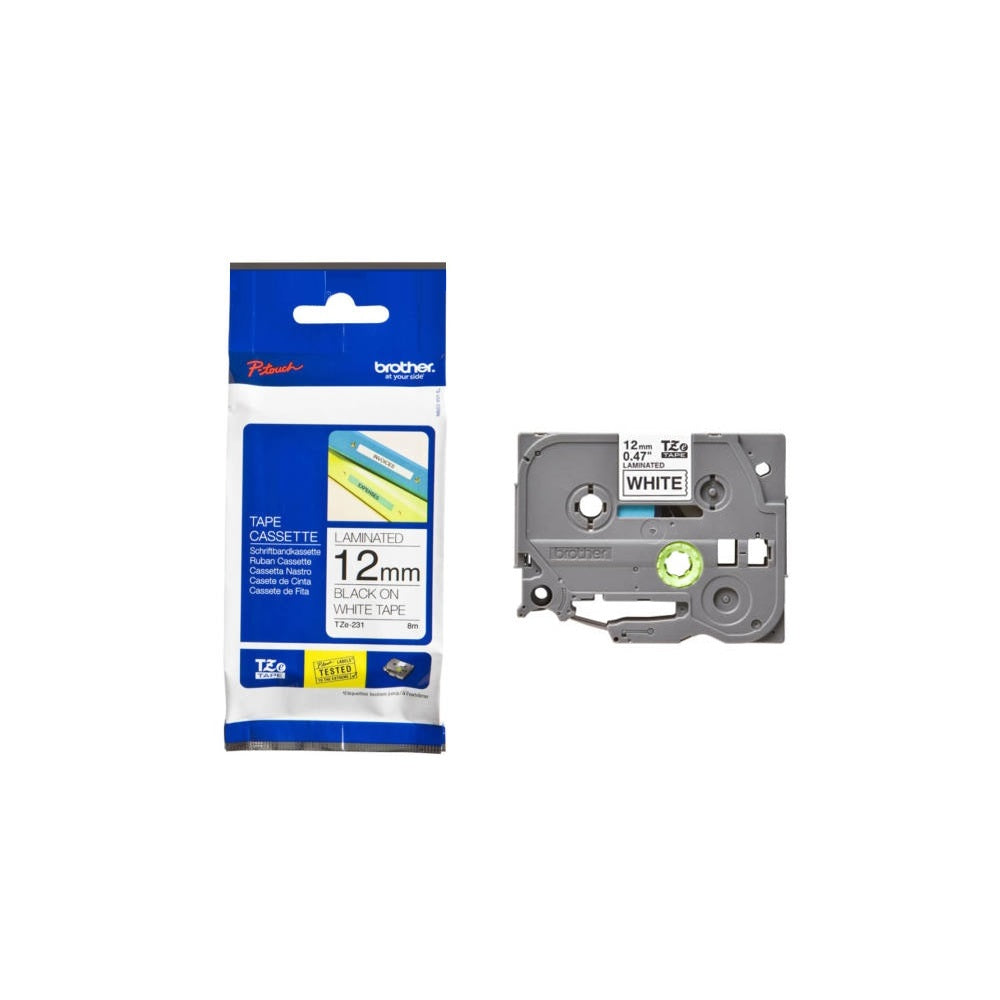 Feliratozógép szalag Brother TZE231 12mmx8m ORIGINAL fekete/fehér kép