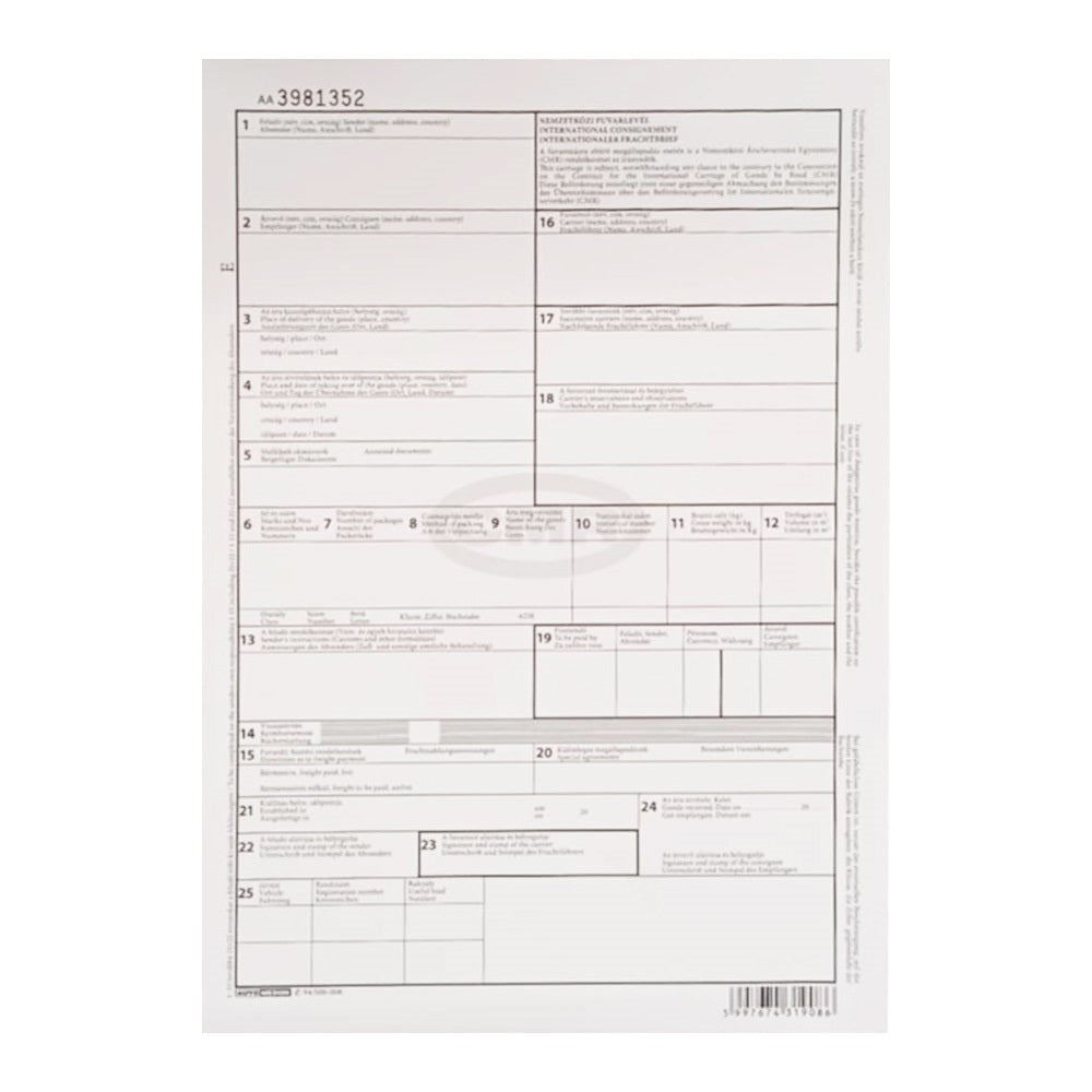 CMR nemzetközi fuvarlevél A4, 4lapos garnitúra B. CMR/4 Bluering® kép