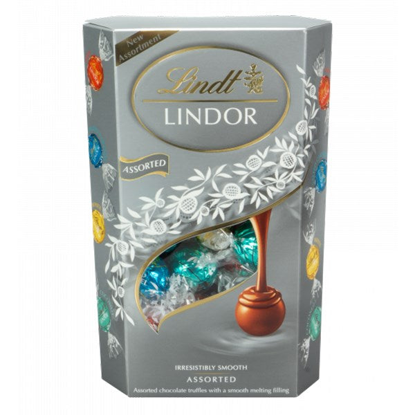 Csokoládé LINDT Lindor Assorted Silver csokoládé golyók díszdobozban 337 g