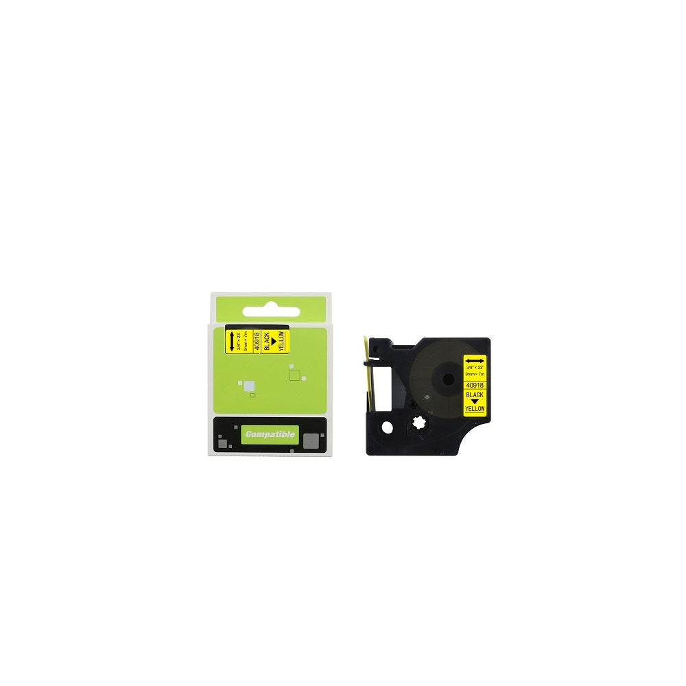 Feliratozógép szalag kompatibilis Dymo S0720730/40918 9mmx7m ECO fekete/sárga kép