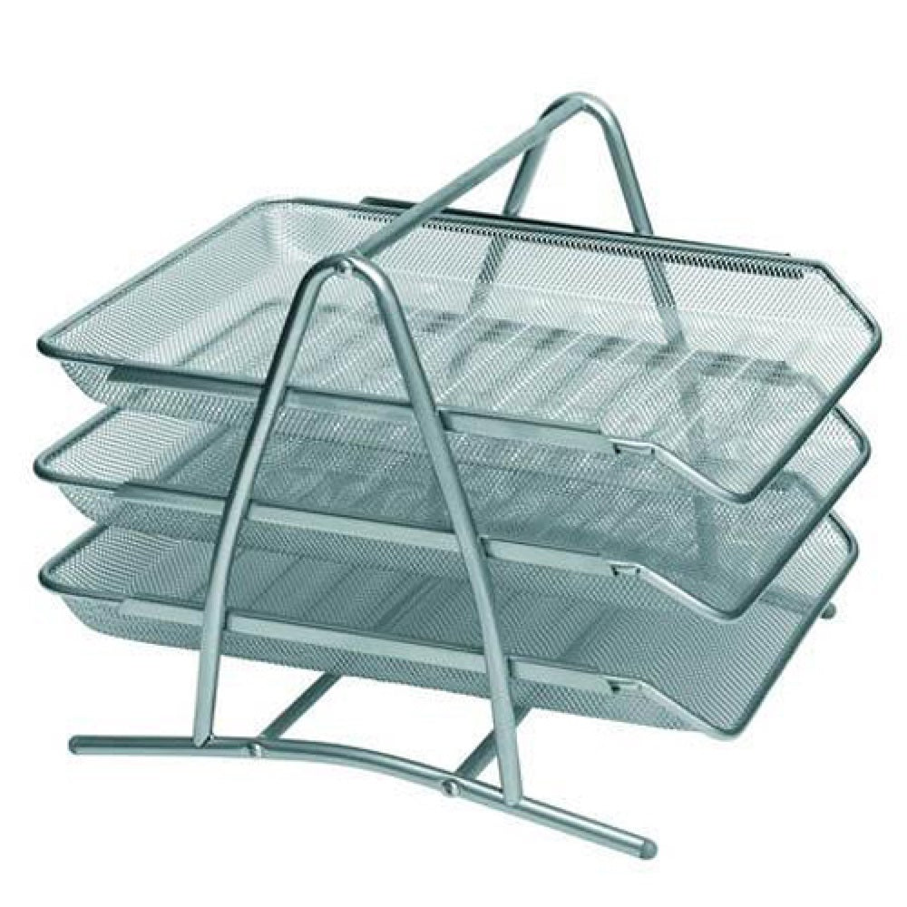 Fémhálós irattálca 3 szintes Bluering® ezüst kép