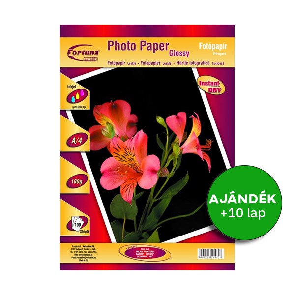 Fotópapír FORTUNA A/4 inkjet fényes 180 g 100 lapos