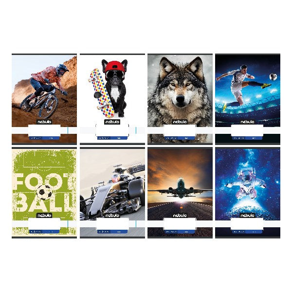 Füzet kockás NEBULO A/4 32 lapos 87-32 Monochrome és Gradient fiús 12 darabos