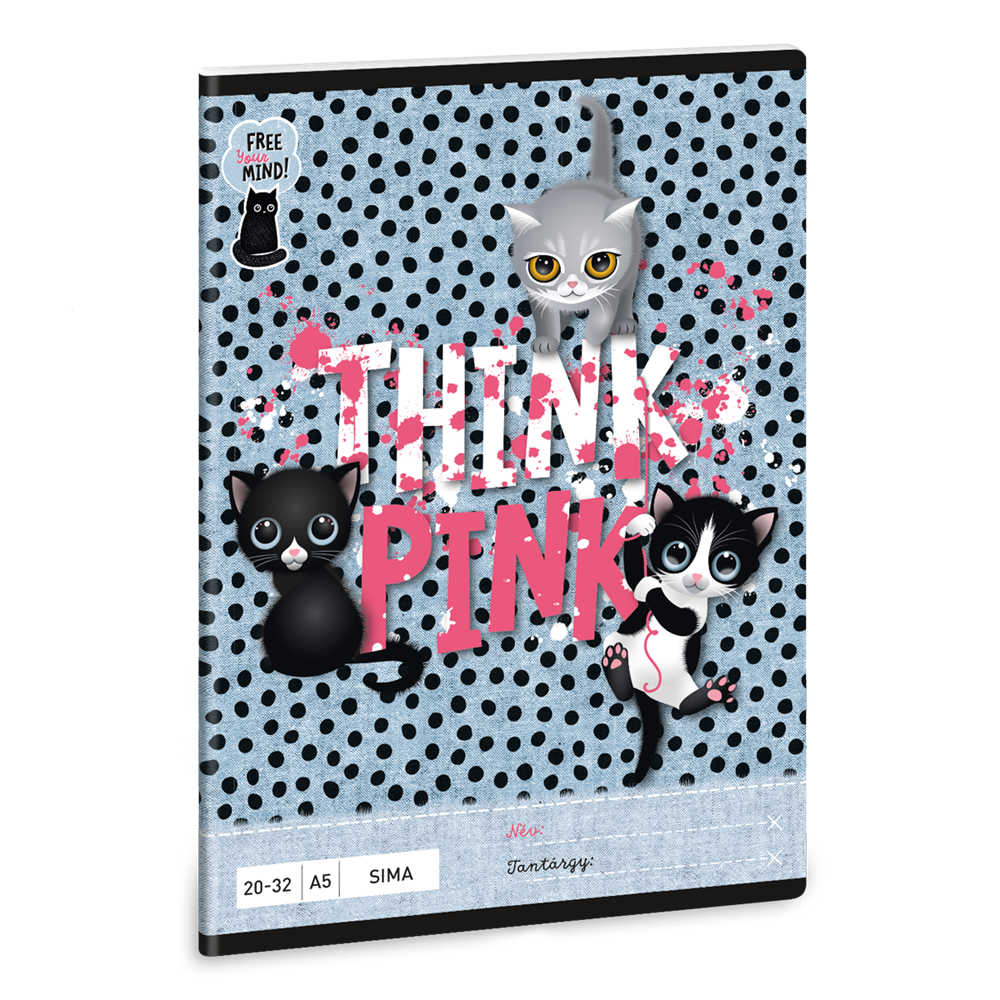 Füzet iskolai A5, 32lap, sima 20-32 Ars Una THINK-PINK (5285) 23 10db/csomag kép