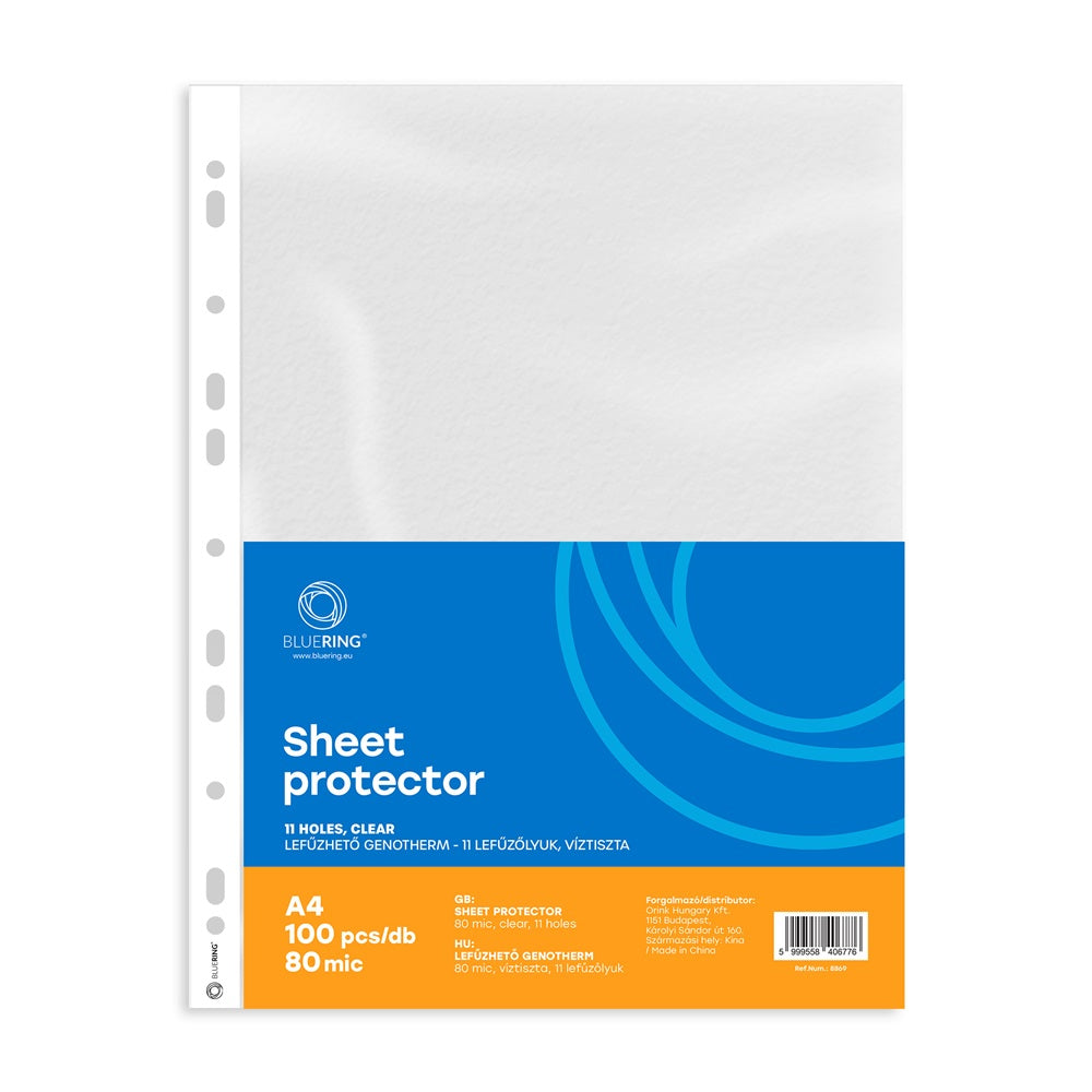 Genotherm lefűzhető, A4, 80 micron víztiszta Bluering® 100 db/csomag, kép
