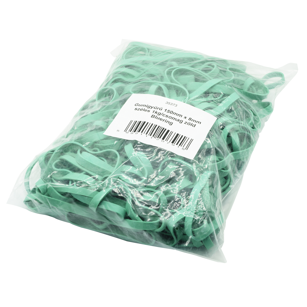 Gumigyűrű 150mmx8mm, széles 1kg/csomag, zöld Bluering® kép