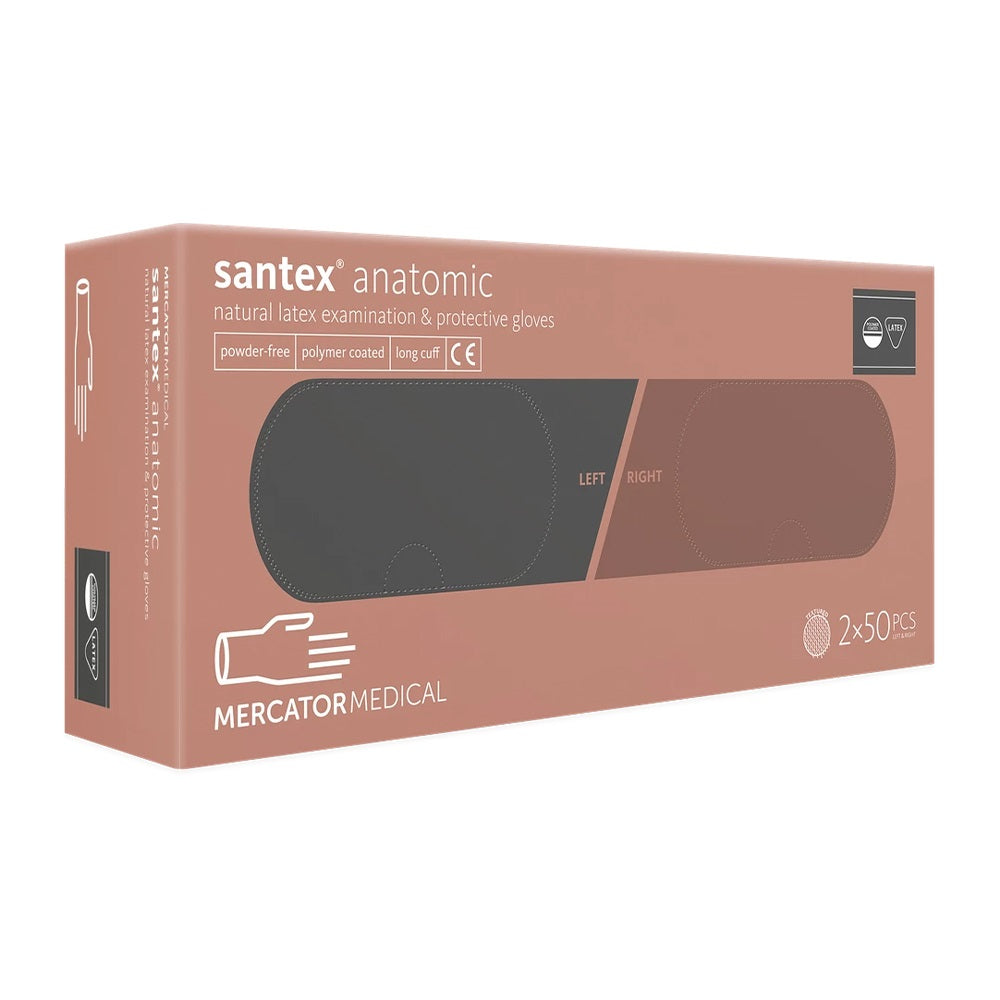 Gumikesztyű latex púdermentes, hosszú szárú S jobb/bal 2x50 db Santex fehér kép