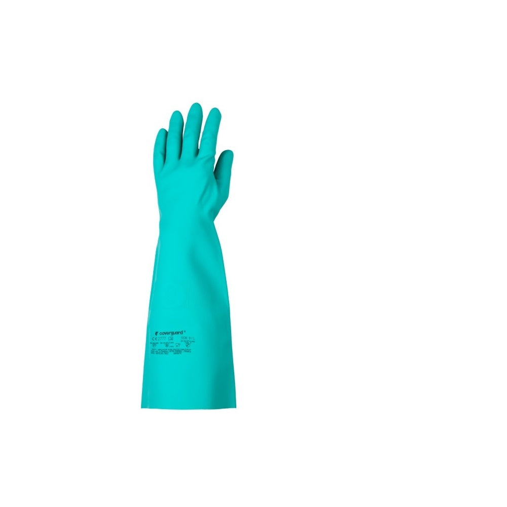 Gumikesztyű vegyszerálló 10-es méret 45 cm hosszú Nitril zöld_Coverguard kép