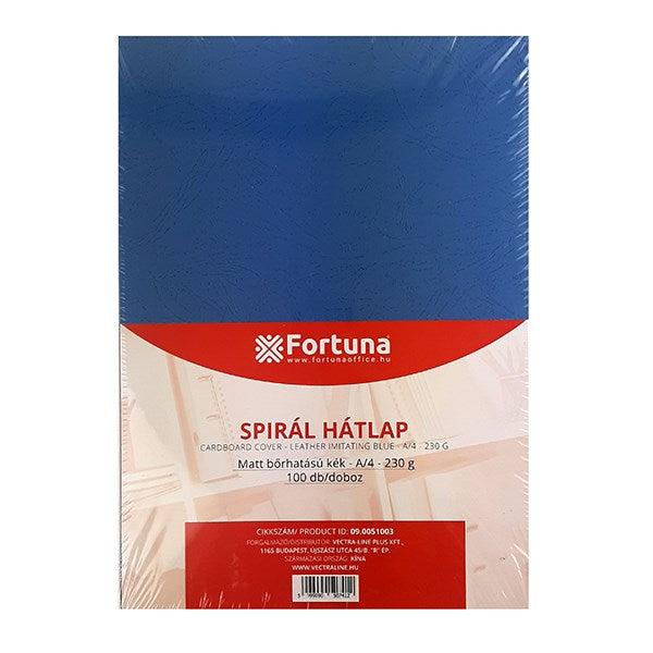 Hátlap FORTUNA A/4 230 g matt bőrhatású kék 100/dob