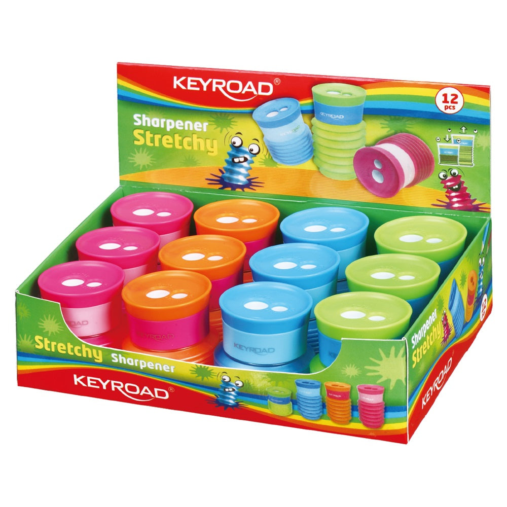Hegyező 2 lyukú tartályos 12 db/display Keyroad Stretchy vegyes színek kép