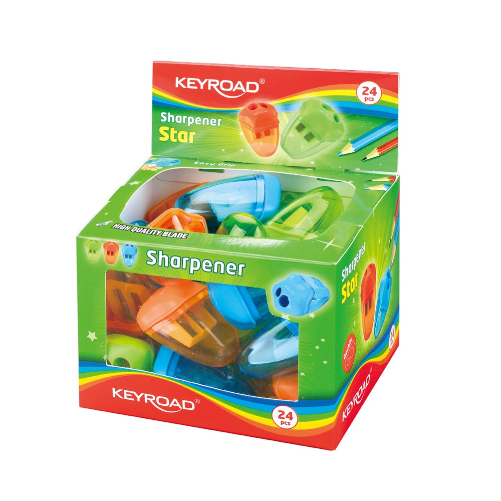 Hegyező 2 lyukú tartályos 24 db/display Keyroad Starfish vegyes színek kép