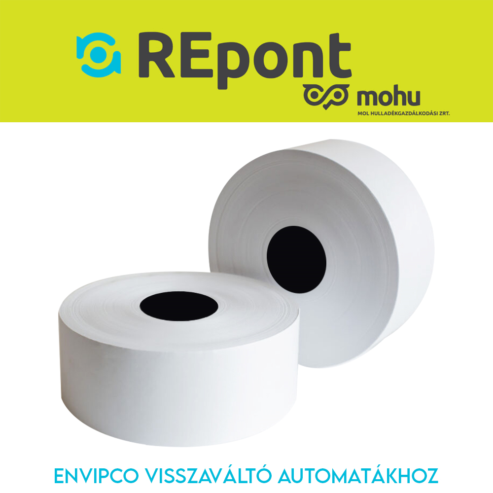 Hőpapír 57mm széles, 232fm hosszú, cséve 40mm, BPA mentes nyomatlan, ENVIPCO MOHU visszaváltó gépekhez Bluering® kép