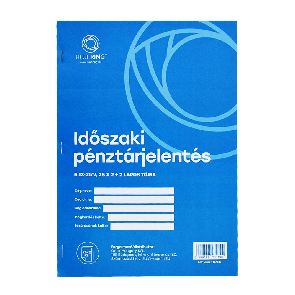 Időszaki pénztárjelentés A/4 álló 25x2+2lapos b.13-21/VX Bluering® kép