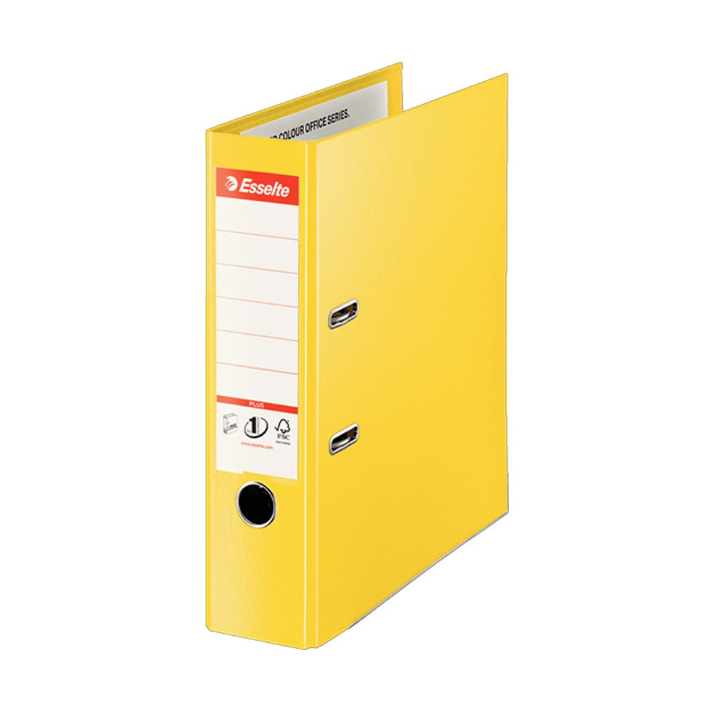Iratrendező A4, 8cm, PP élvédő sínnel, Esselte Standard Plus Vivida sárga kép