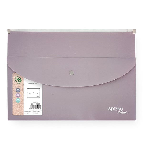 Irattasak SPOKO ReLeaf PP A/4 cipzáras és A/5 patentos SoftTouch lila