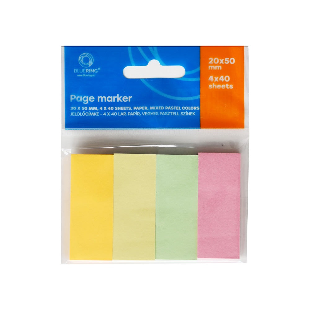 Jelölőcímke 20x50mm, 4x40lap, papír, vegyes pasztell színek Bluering® kép