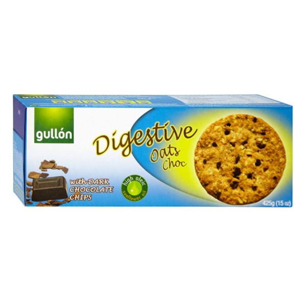 Keksz GULLON Digestive zabpelyhes korpás étcsoki darabokkal 425 g
