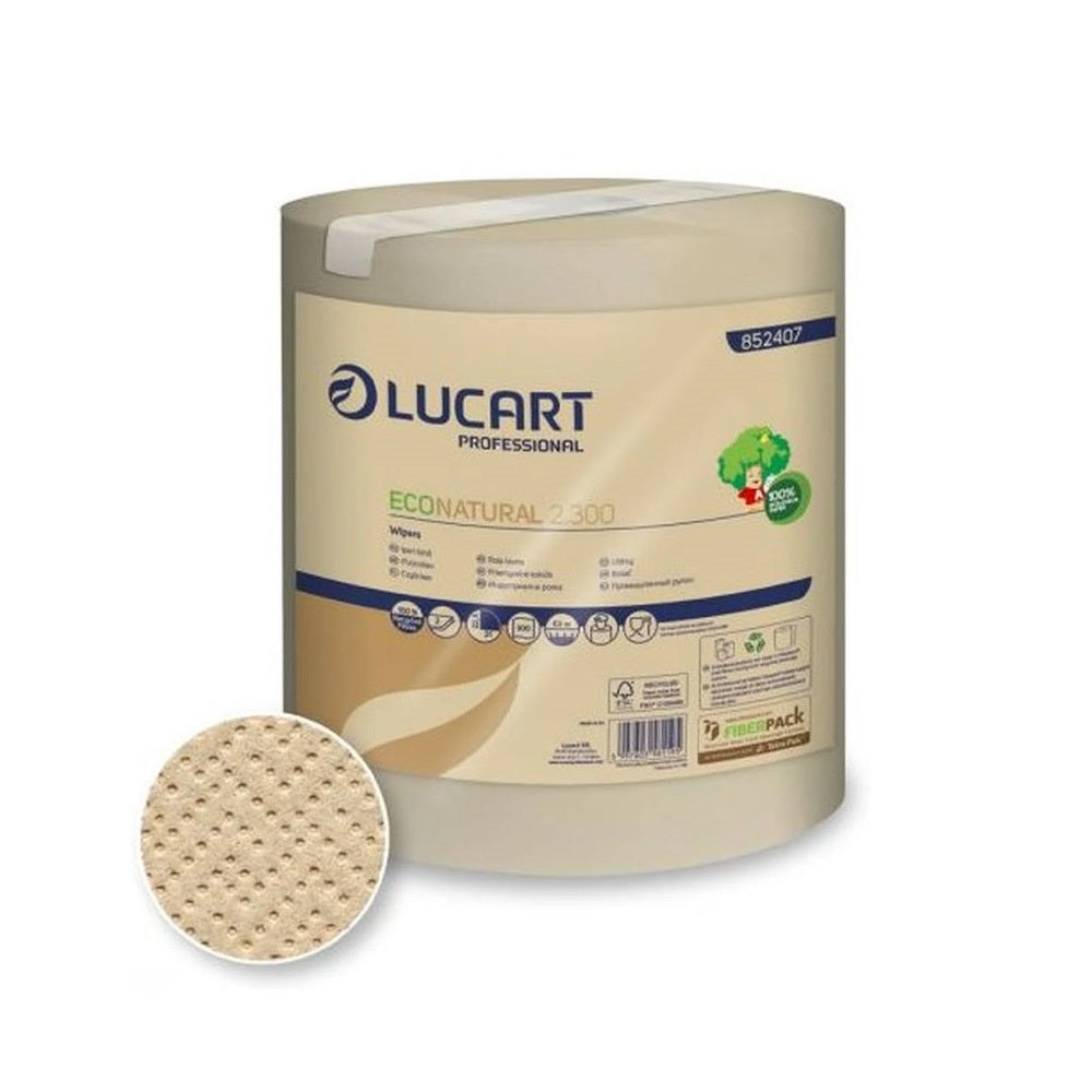 Kéztörlő 2 rétegű tekercses átmérő: 17,5 cm egyesével csomagolt 2.300 EcoNatural Lucart_852407J havanna barna kép