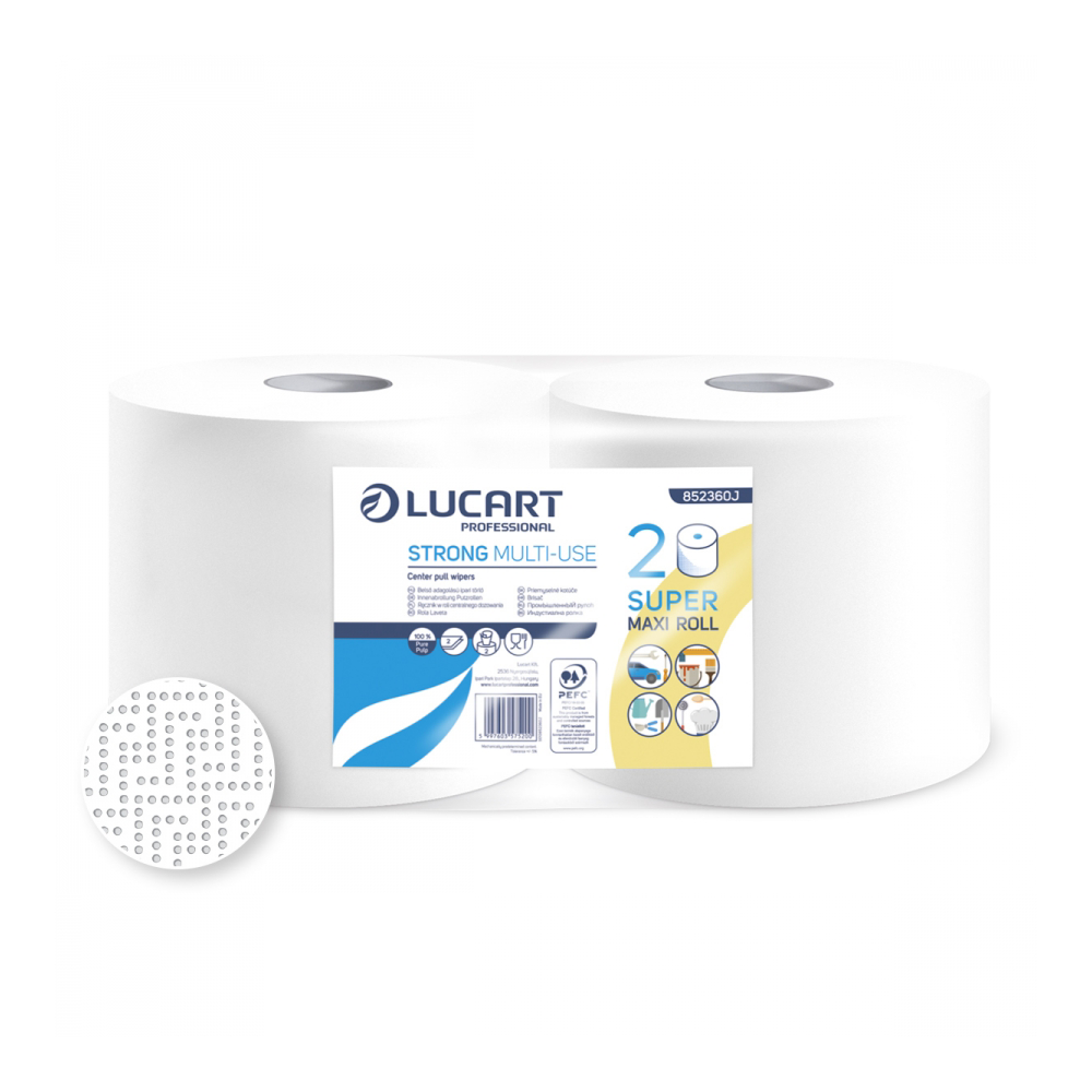 Kéztörlő 2 rétegű tekercses átmérő: 25 cm 100% cellulóz belső magos 2 tekercs/karton Strong Lucart Multi-Use_852360J kép