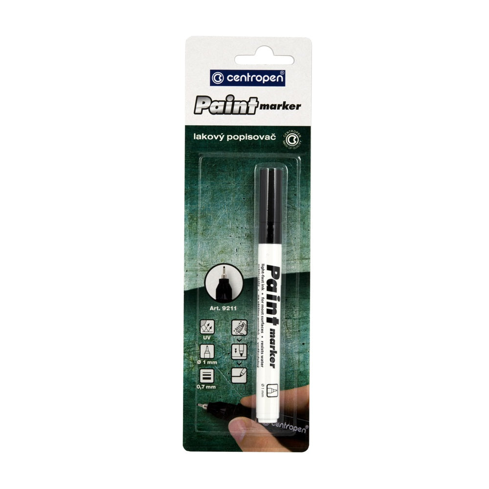 Lakkmarker 0,7mm, vékony metál hegy Centropen 9211 fekete kép