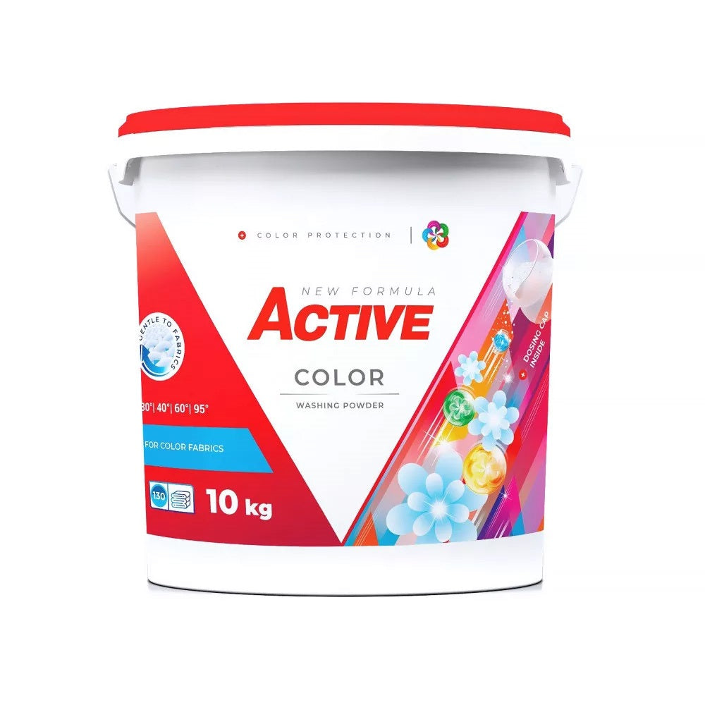 Mosópor 10 kg (130 mosás) vödrös színes ruhákhoz Active Color kép