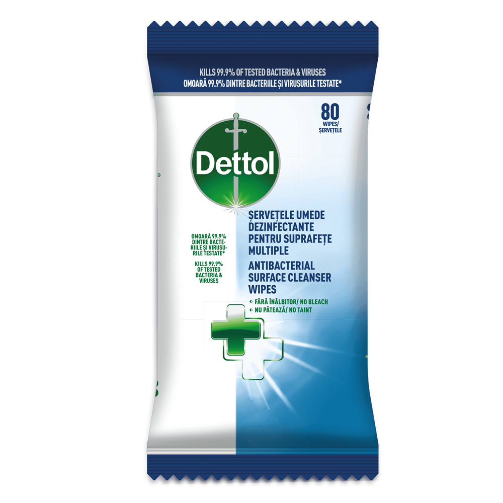Nedves felülettisztító kendő antibakteriális hatással 80 db/csomag Dettol kép
