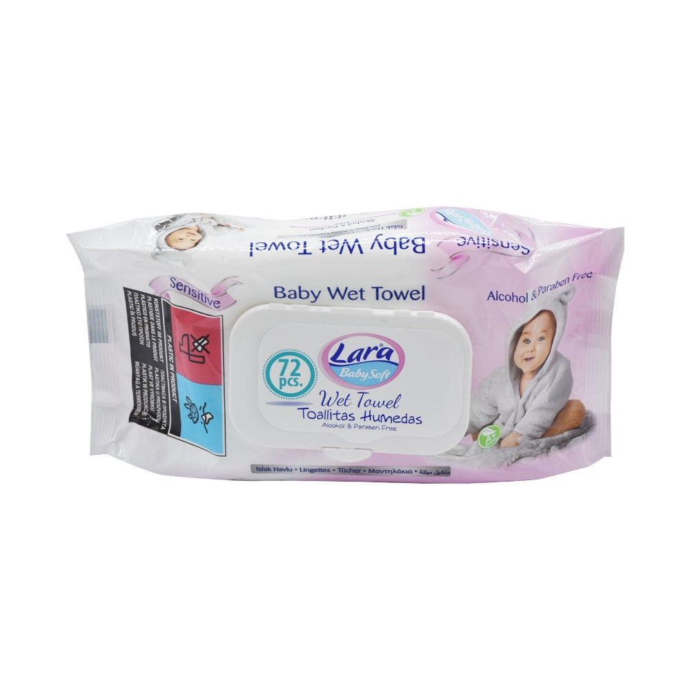 Nedves törlőkendő 72 lap/csomag Lara Sensitive kép