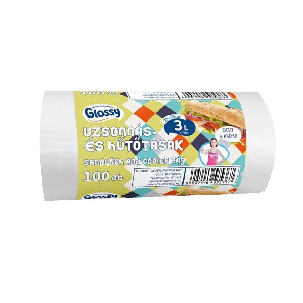 Nylon zacskó 25 x 35 cm 100 db/csomag uzsonnás rollos kép