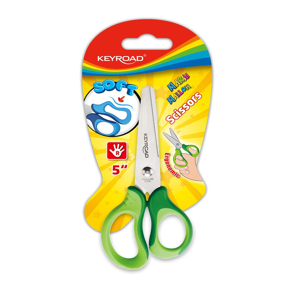 Olló 13 cm tompa fejű Keyroad Soft Grip vegyes színek kép