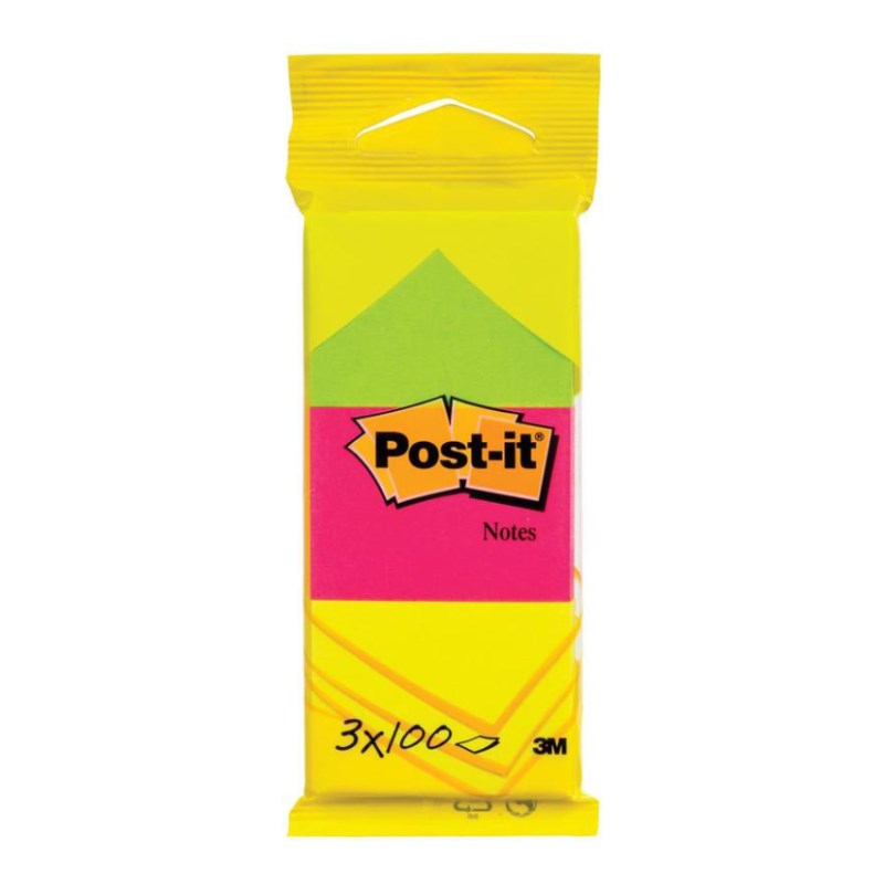 Öntapadós jegyzettömb 3M Post-it LP6812 38x51mm neon 3x100 lap