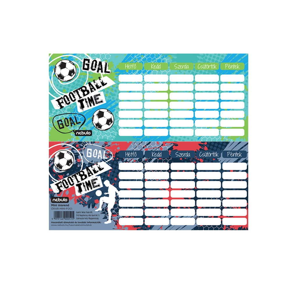 Órarend egylapos Foci, 25 db/csomag, Nebulo kép