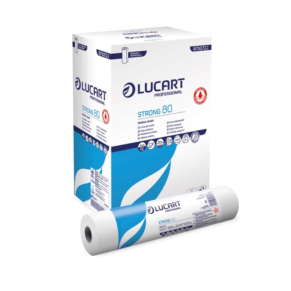 Orvosi papírlepedő 2 réteg 100 % cellulóz 80 m 59 x 37 cm lap 6 tek/karton Strong Lucart_870072J kép