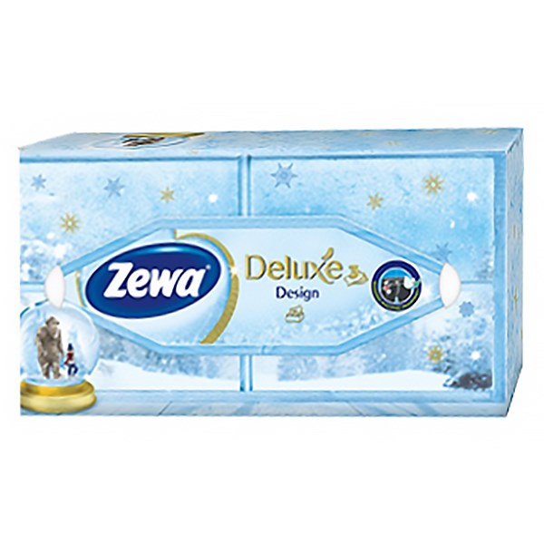 Papírzsebkendő ZEWA Deluxe 3 rétegű 90 darabos dobozos