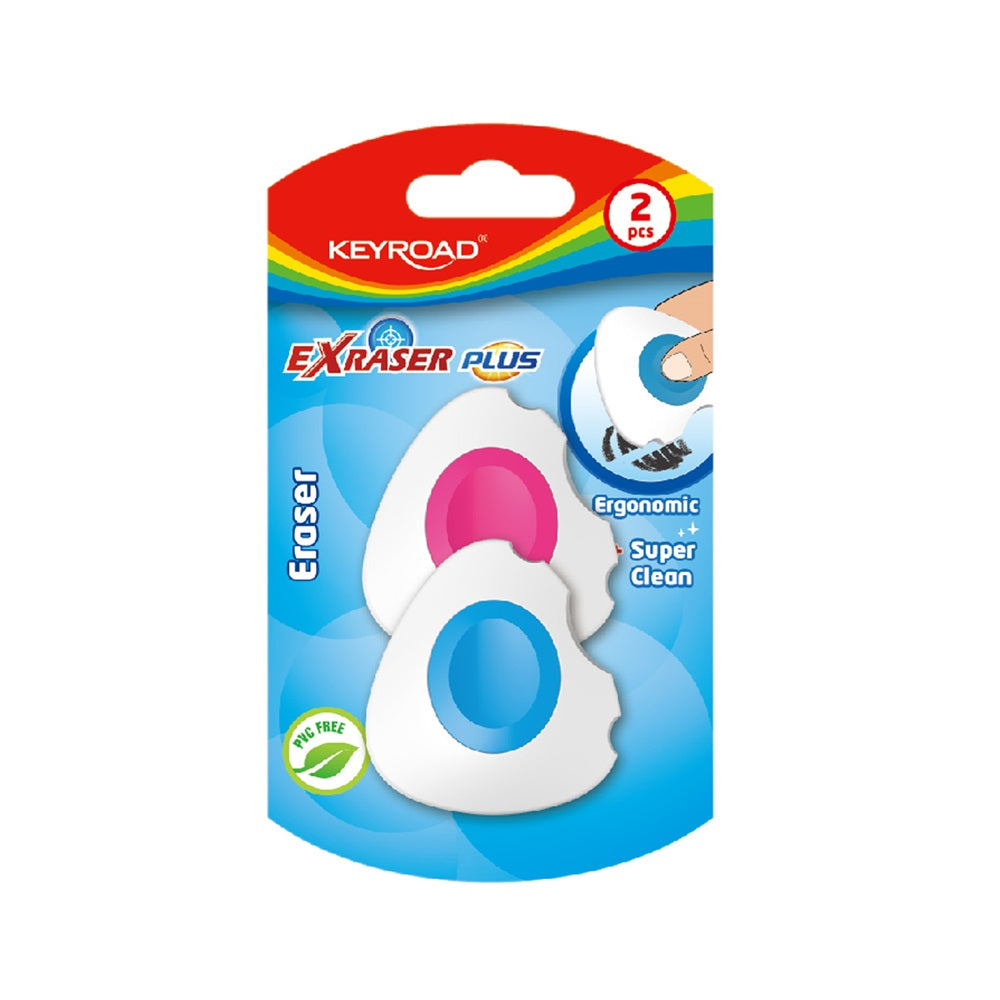 Radír, PVC mentes 2 db/bliszter Keyroad Exraser Plus vegyes színek kép