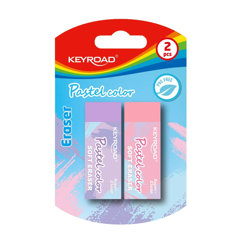 Radír, PVC mentes 2 db/bliszter Keyroad Pastel Color vegyes színek kép
