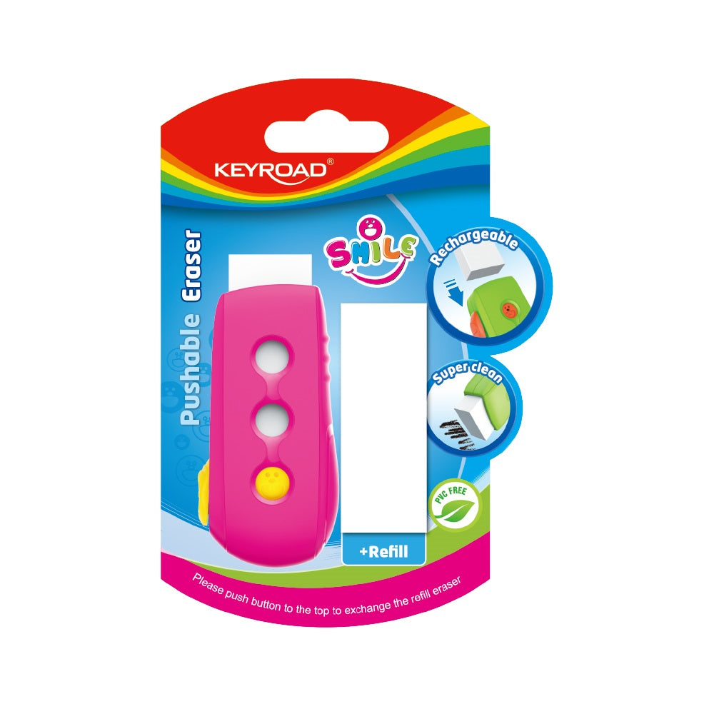 Radír, PVC mentes 2 db/bliszter Keyroad Smile Eraser vegyes színek kép