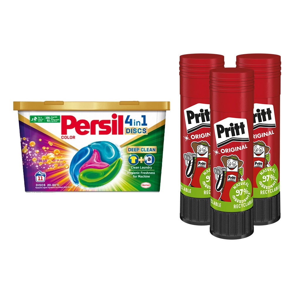 Ragasztóstift 22 g AKCIÓS CSOMAG +Persil Discs Color mosókapszula 72x22 g (6x12 db ) stift Pritt kép