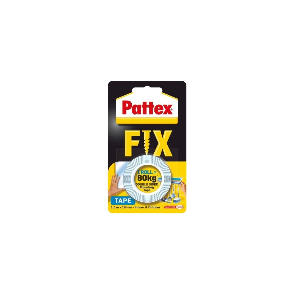 Ragasztószalag kétoldalas, 19mmx1,5 m, Henkel Pattex Fix 80 kg kép