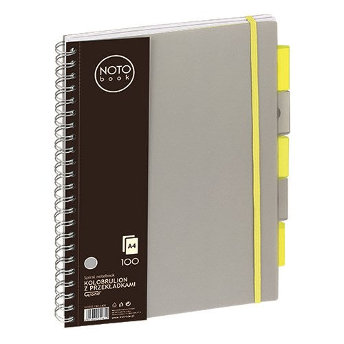 Spirálfüzet kockás GRAND A/4 100 lapos regiszteres szürke