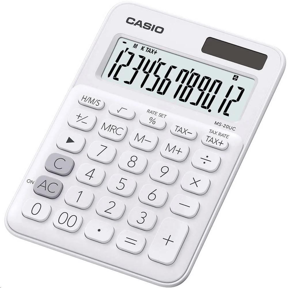 Számológép asztali 12 digit nagy kijelző Casio MS 20 UC fehér kép
