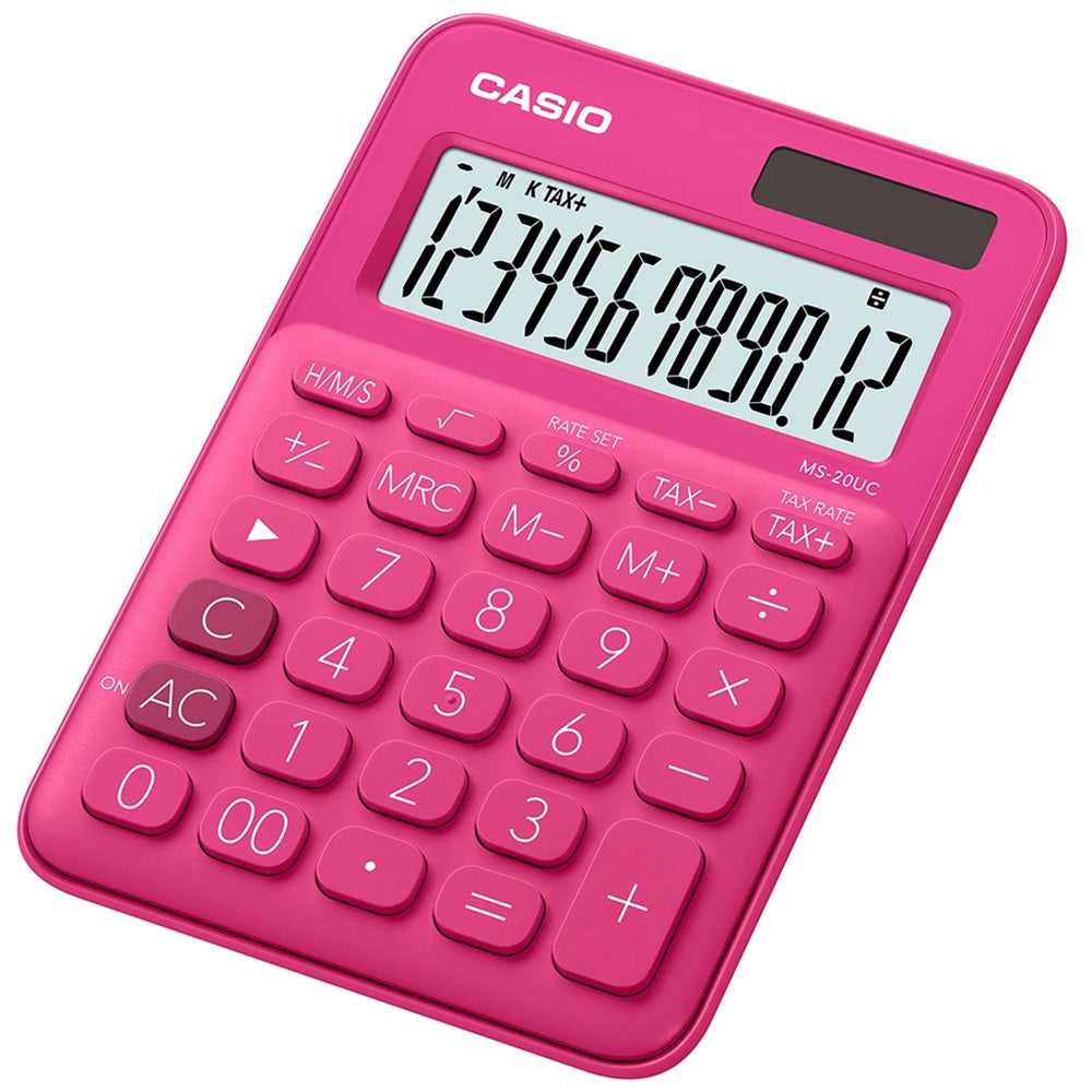 Számológép asztali 12 digit nagy kijelző Casio MS 20 UC magenta kép
