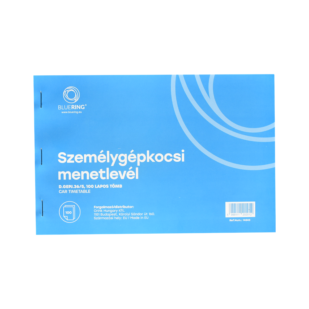Személygépkocsi menetlevél A5, 100 lapos D.GEPJ.36/5 Bluering® kép