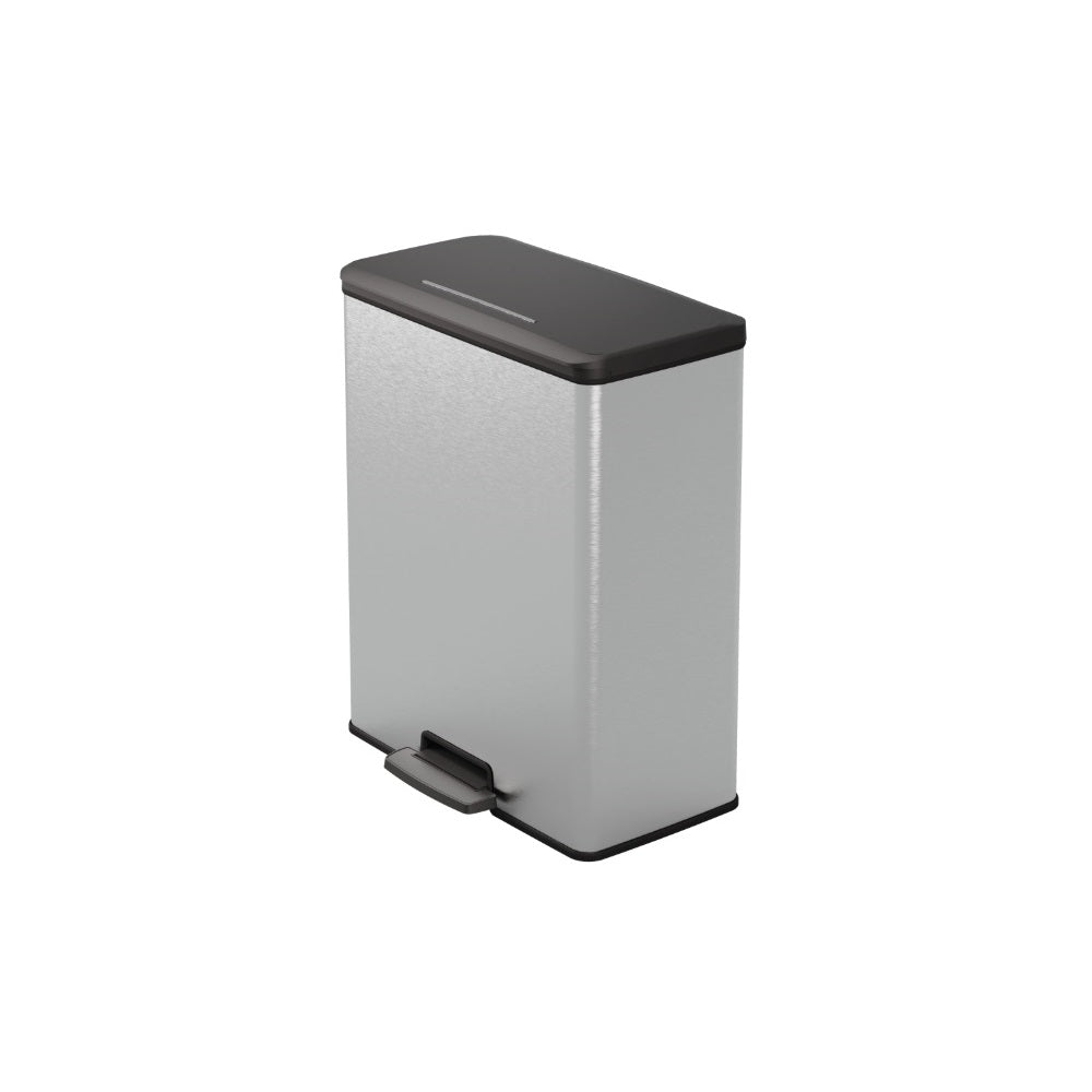 Szemetes kuka pedálos fémhatású műanyag 70 liter literes Fekete/ezüst Deco Bin_Curver kép