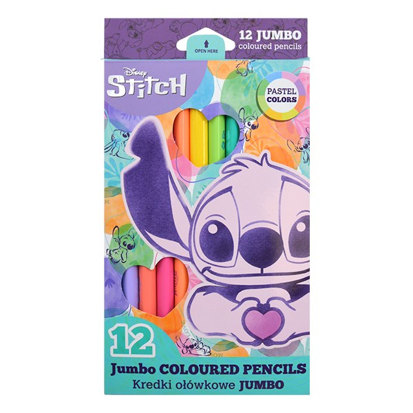 Színes ceruza COOLPACK Lilo és Stitch jumbo háromszögletű 12 darabos pasztell dobozos