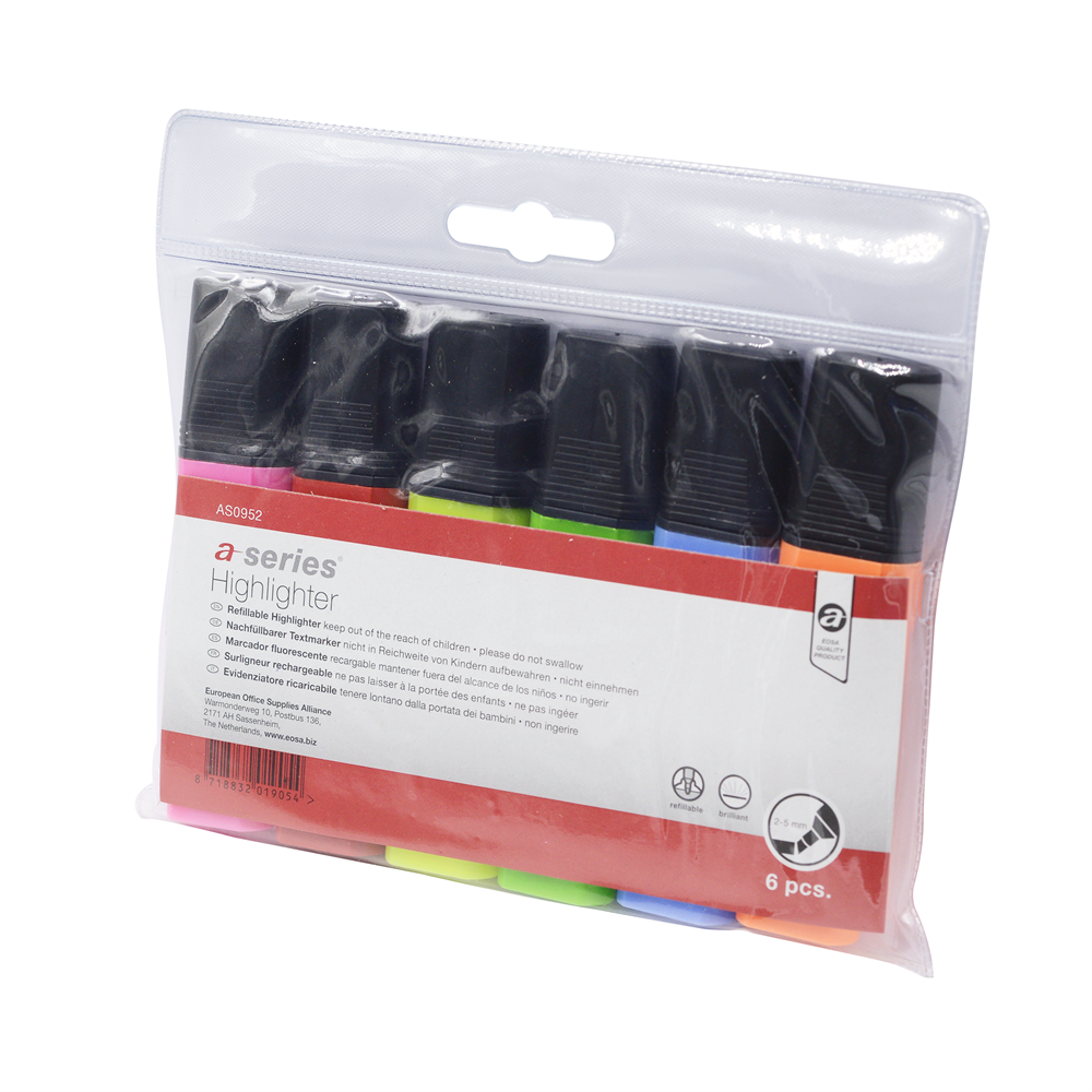 Szövegkiemelő 1-5mm, vágott hegyű,lapos test, A-Series 6-os készlet kép