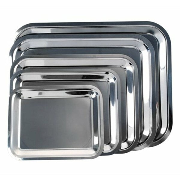 Tálca szögletes rozsdamentes acél krómozott 30 x 24 cm
