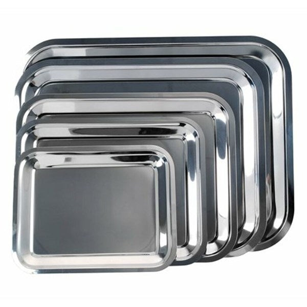 Tálca szögletes rozsdamentes acél krómozott 35 x 28 cm