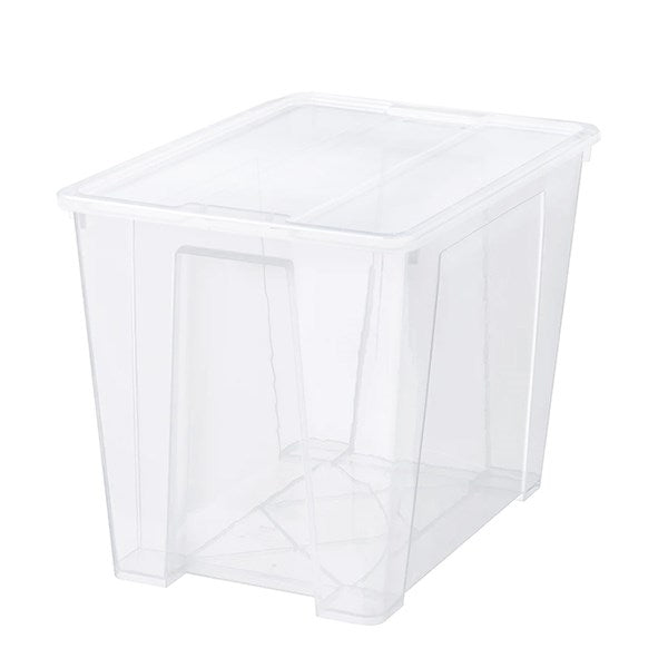 Tárolódoboz műanyag tetővel áttetsző 56x39x42cm 65 liter