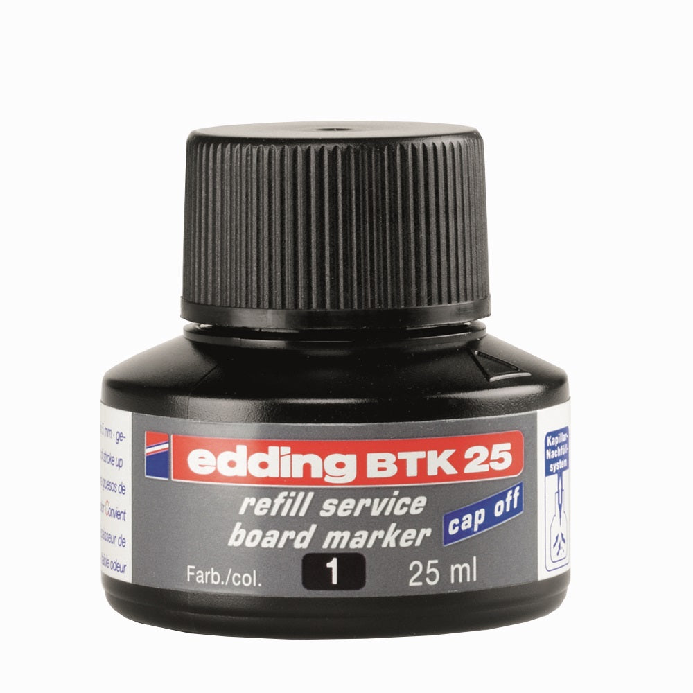 Tinta utántöltő táblamarkerhez 25ml, Edding BTK25 fekete kép